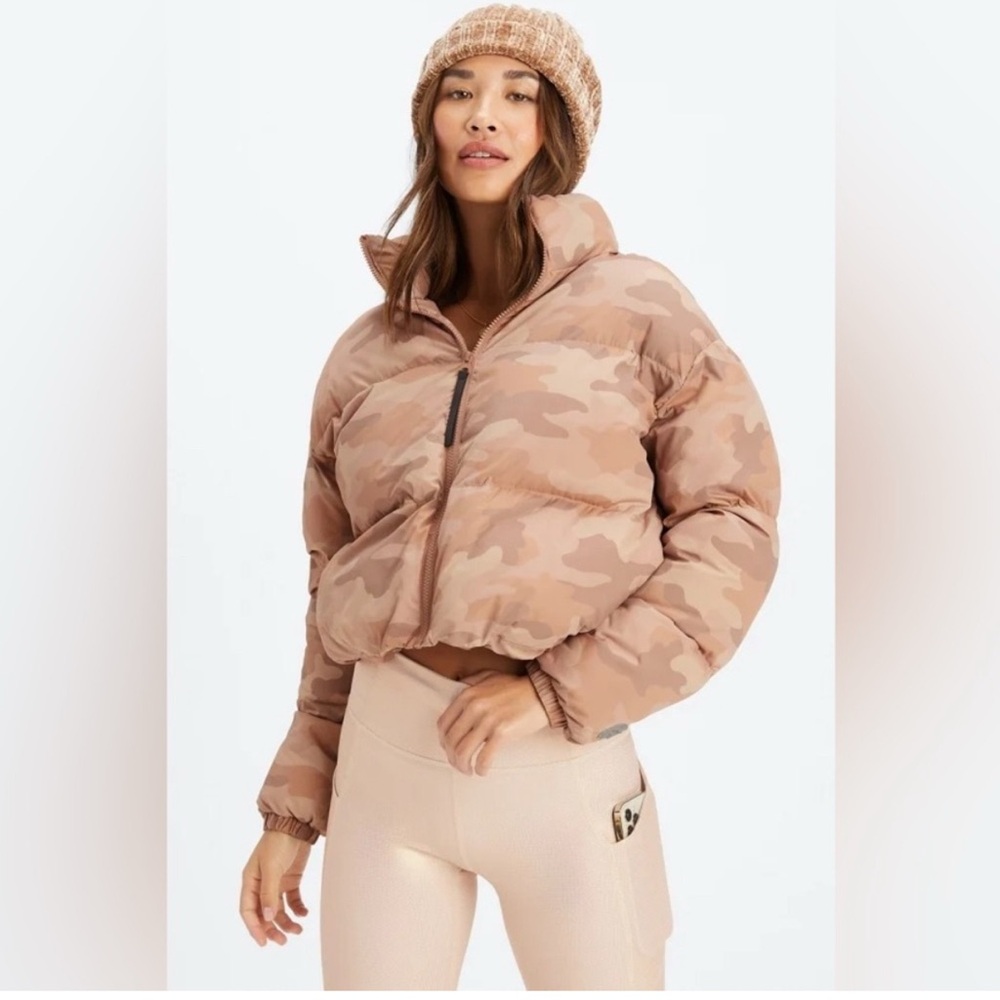 Fabletics Tan Camouflage Puffer Jacket